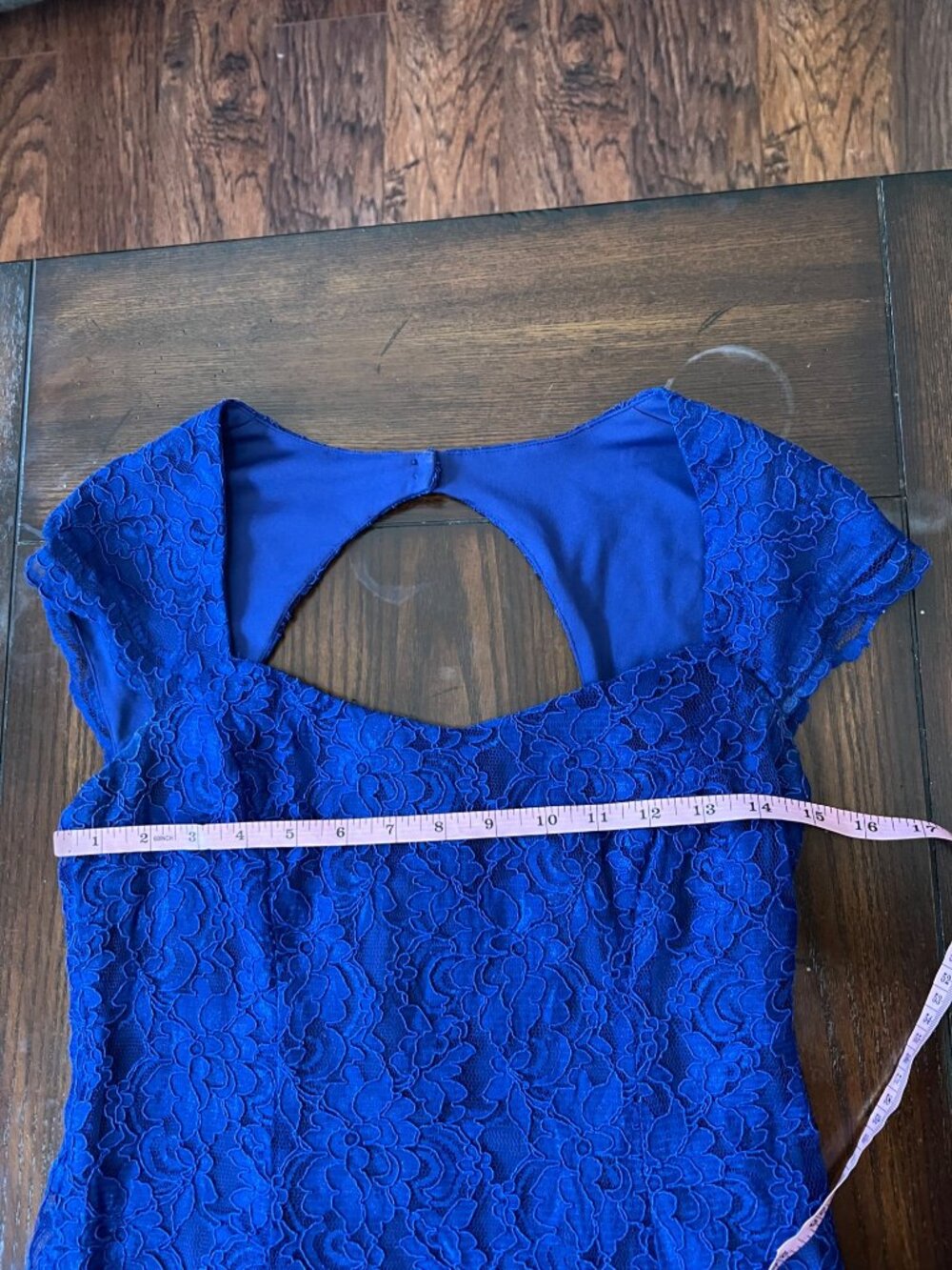 Lauren Ralph Lauren Evening Blue Lace Lined Cocktail Dress Date Open Back 8 - Picture 8 of 13